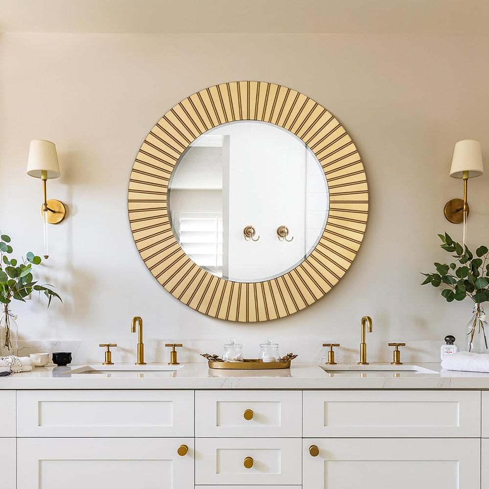 Chende Round Gold Mirror, 36'' Large Decorative Mirror for Wall with ...