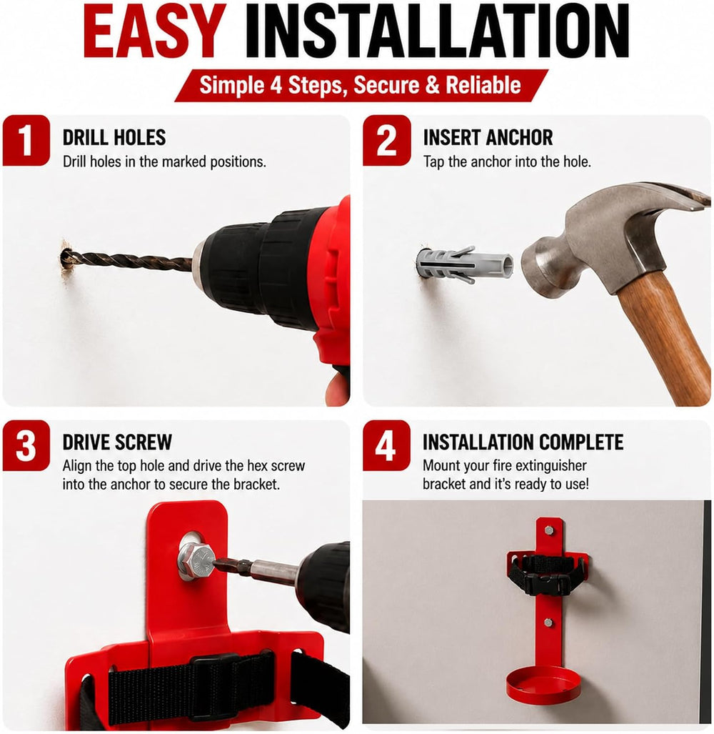2.5LB Fire Extinguisher Wall Mount Bracket - Heavy Duty Quick Release Holder ...