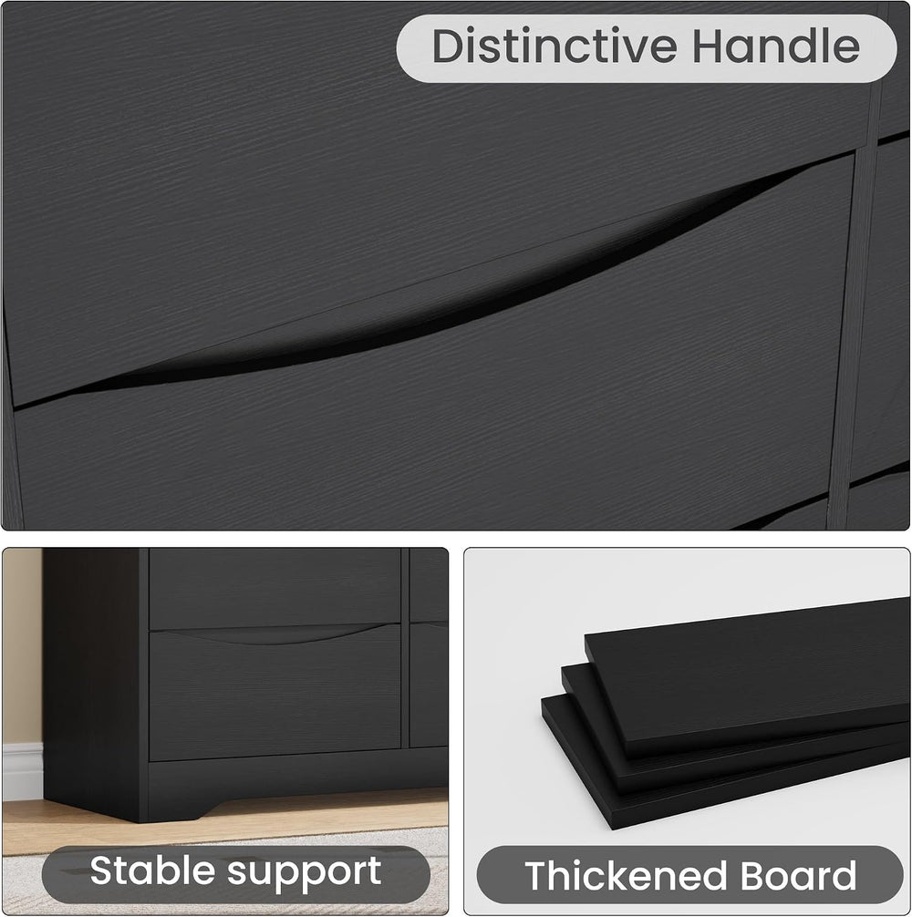 Garvee Wooden Dresser with 9 Drawers, Tall Closet with Deep Storage, Black