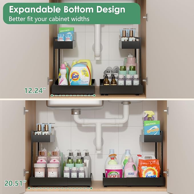 REALINN Expandable Under Sink Organizers and Storage, 2 Tier Under Cabinet - Image 2