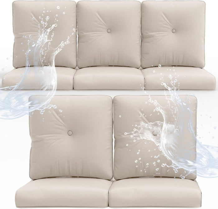 Outdoor Chair Cushions 5 Sets- 22 * 24" Patio Furniture Cushions with Removable Cover, 28D High Density Sponge Filling Outdoor Patio Cushions for Chairs, Rocker, Sofa and Loveseat - Beige