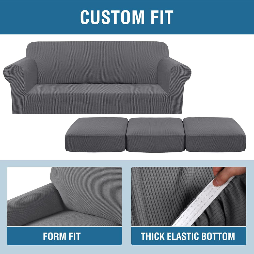 H.VERSAILTEX 4 Piece Stretch Sofa Covers for 3 Cushion Couch Covers for Livin...
