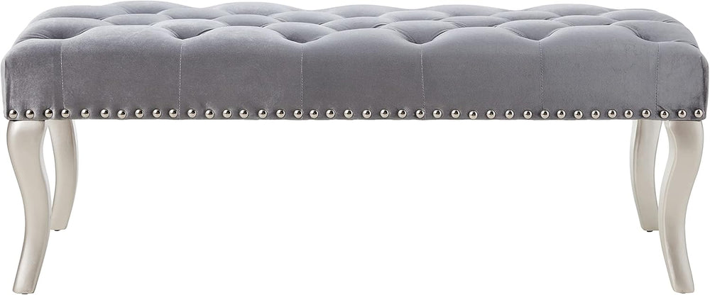 Roundhill Furniture Decor Maxem Tufted Fabric Upholstered Seat with Nailhead ...