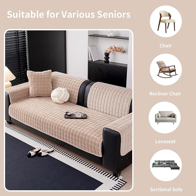 Velvet Couch Cover, Washable Sectional Sofa Cover, Anti Slip Sofa Slipcovers - Image 5