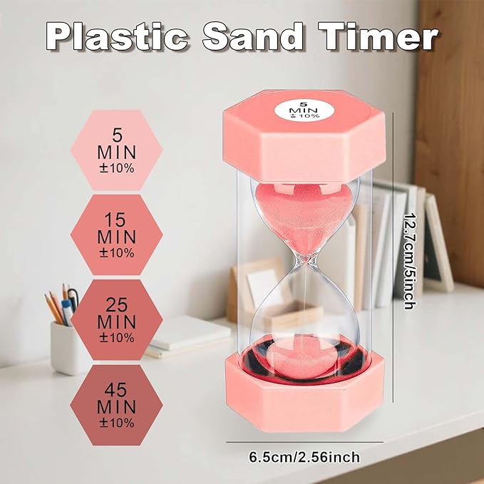 Hourglass 45 Minute Sand Timer, Plastic Sand Clock 45 Min, Unbreakable Colorful - Image 4