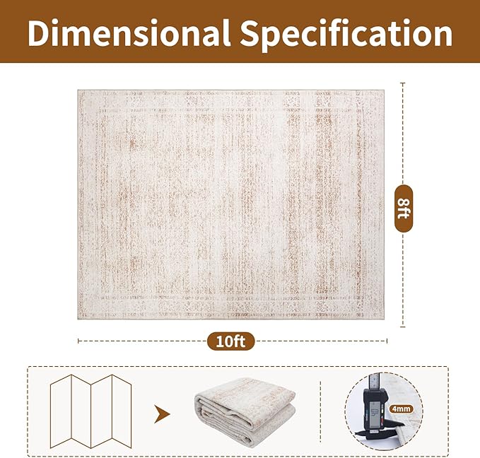 8x10 Washable Area Rugs for Living Room, Dining Room- Modern Abstract Large - Image 2