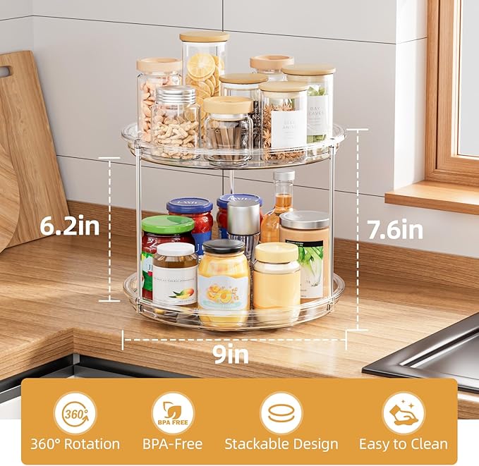 LAMU 2 Tier Lazy Susan Turntable Organizer - Image 2
