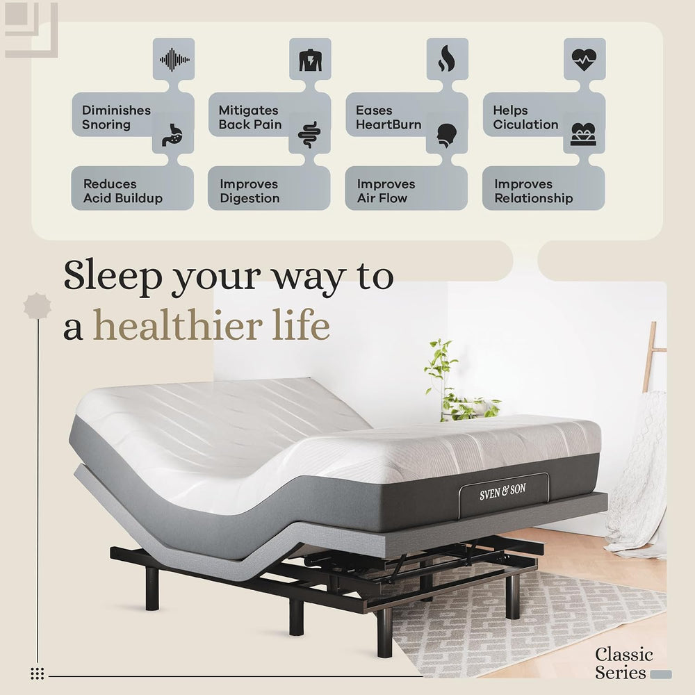Sven & Son Classic Adjustable Bed Base, Head and Foot Lift, Massage, Unde...
