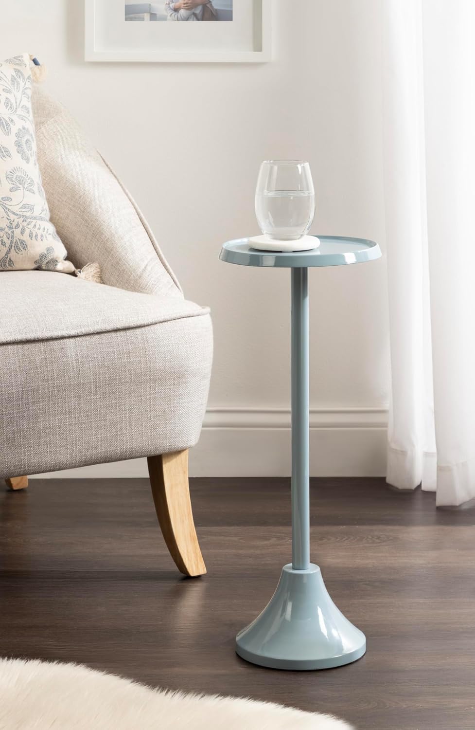 Kate and Laurel Sanzo Modern Round Metal Pedestal Drink Table, 9 x 9 x 23, Li...