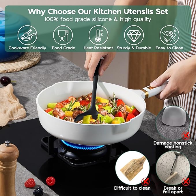 Onader Cooking Utensils Set of 6, Non Toxic & Dishwasher Safe - Image 3