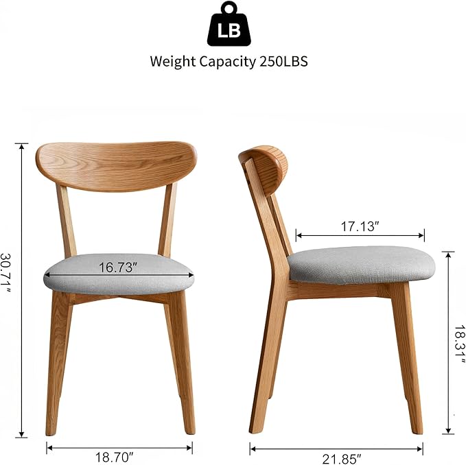 100% Solid Wood Dining Chairs,Mid Century Modern Dining Chairs with Upholster...