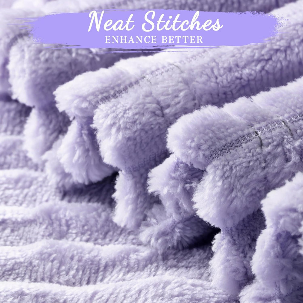 Buryeah 6 Pcs Flannel Throw Blankets Bulk Outdoor Wedding, Light Purple