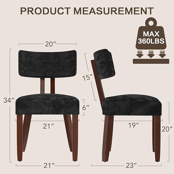GOTMINSI Mid Century Modern Dining Chairs,Velvet Farmhouse Upholstered Kitche...