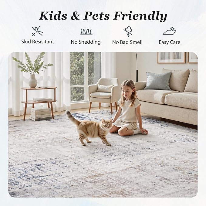 6 x 9 Area Rugs for Living Room, Machine Washable Non Slip Rug Ultra Soft Low - Image 2