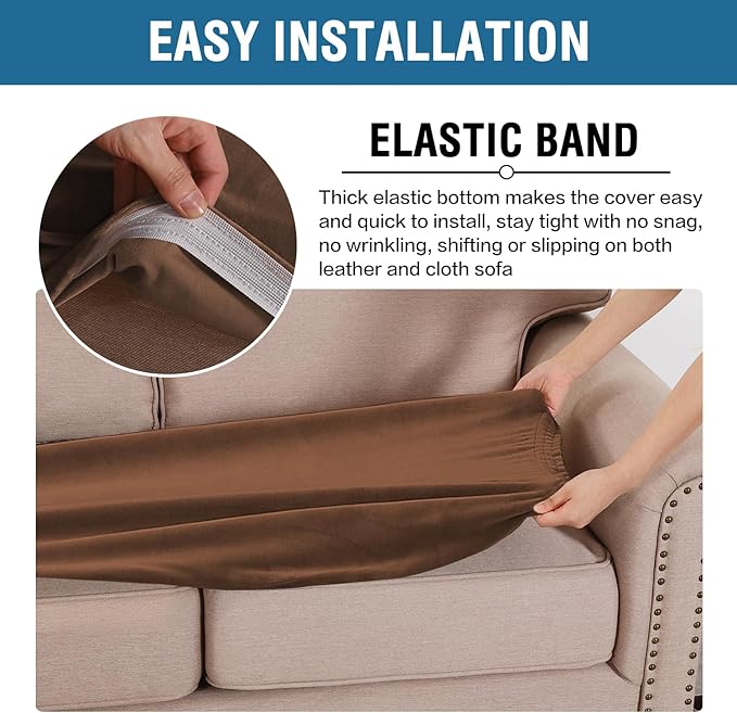 H.VERSAILTEX Velvet Stretch Individual Couch Cushion Cover Plush Cushion - Image 4