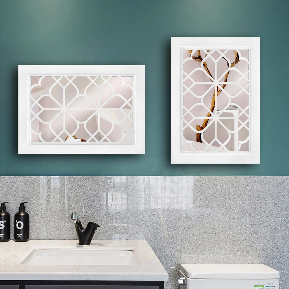 Wocred Set of 2 Rectangular Wall Mirror,White Color Entry Mirror for Bathroom...