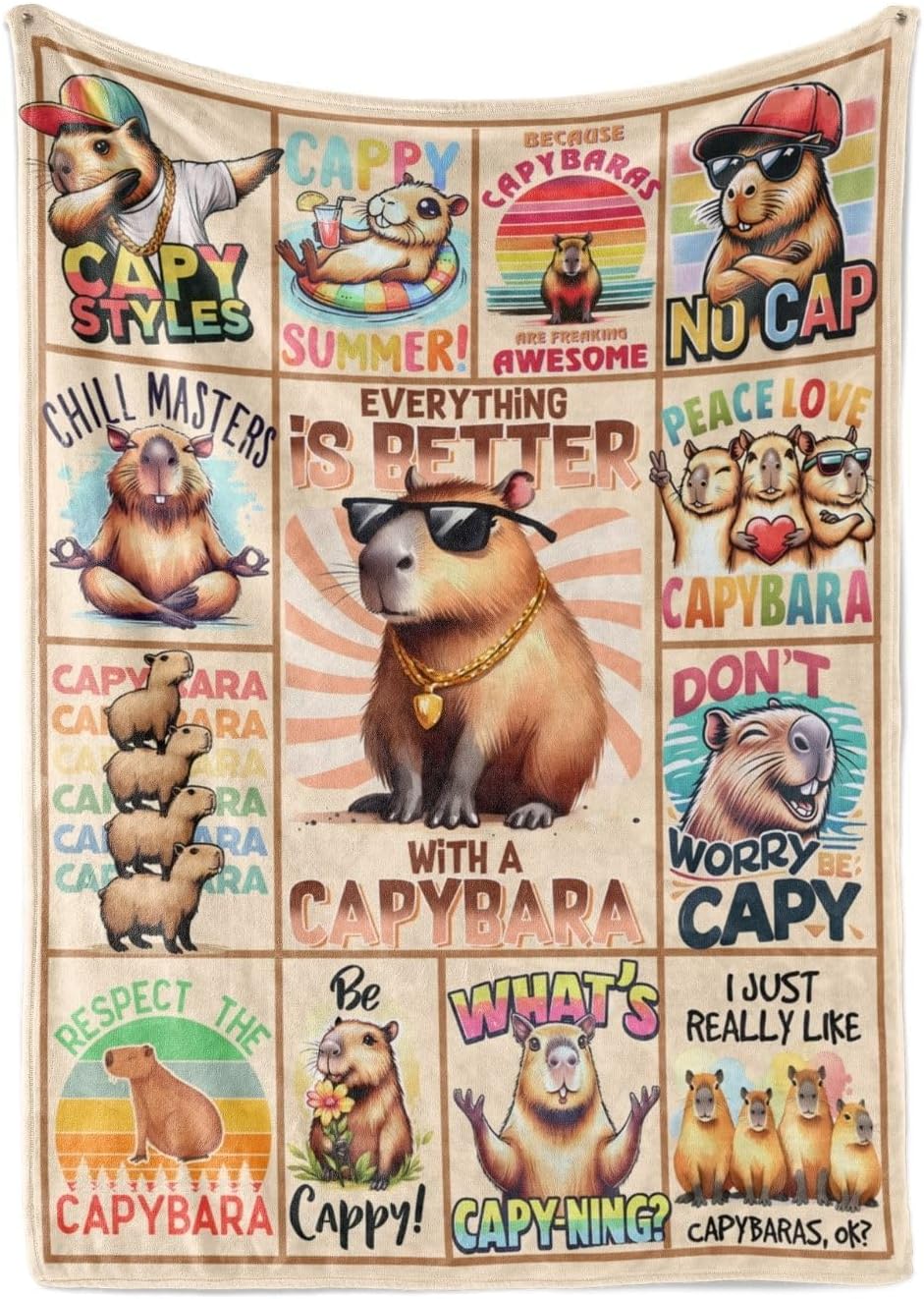 Capybara Blanket Gifts for Women Men Kids Boys Girls, Funny Gifts for Capybara Lovers on Thanksgiving, Christmas, Birthday-40 x 50"