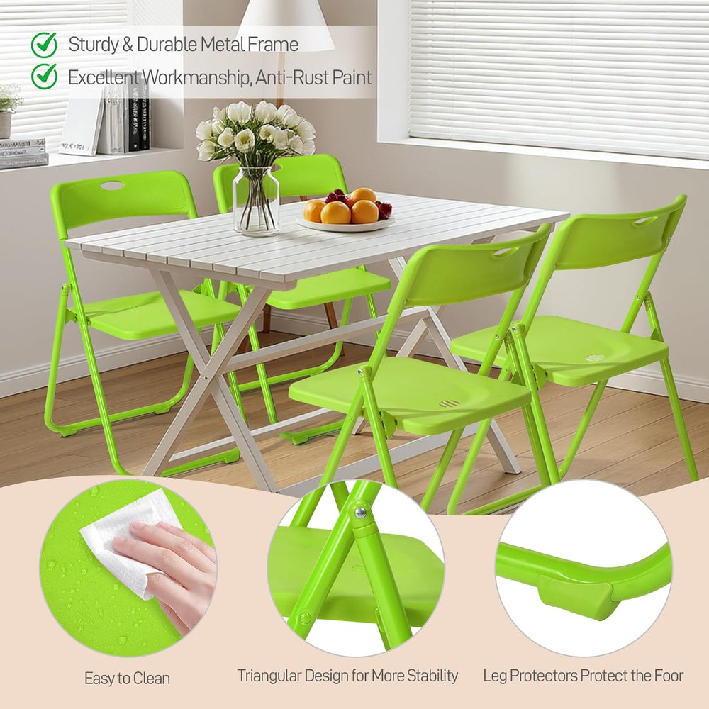 Karl home 4 PCS Plastic Folding Chair, Lightweight Foldable Chair, Green | 30...