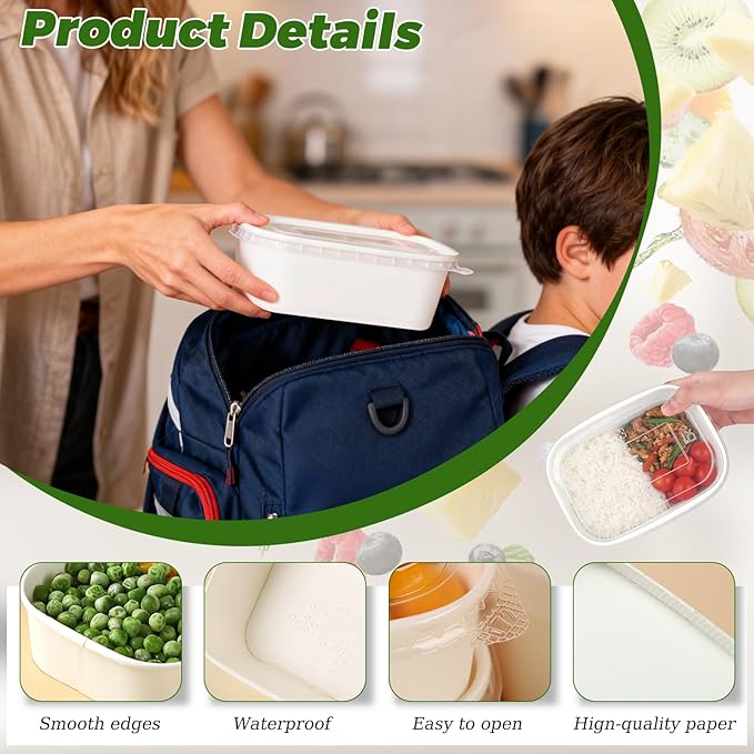DI QIU REN 50-Pack 29oz Disposable Meal Prep Containers - Image 3