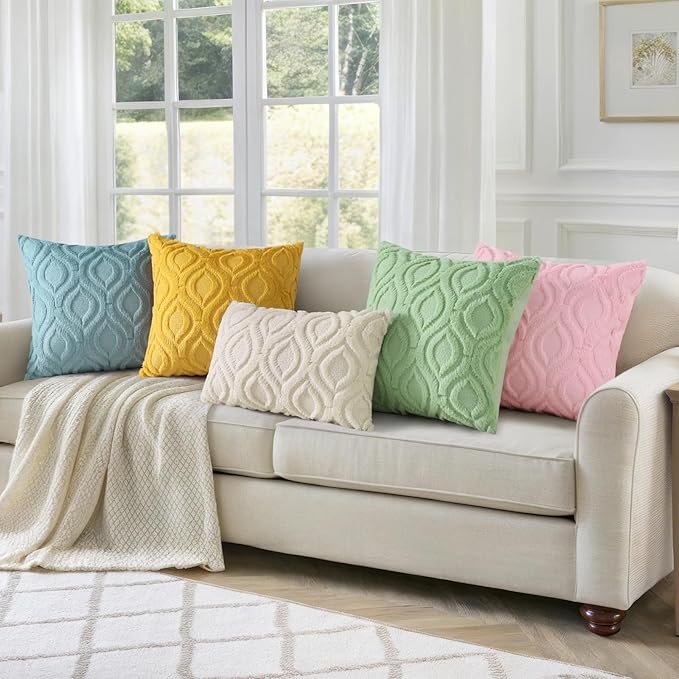 decorUhome Summer Throw Pillow Covers 18x18 Inch Set of 2, Soft Plush Faux Wool - Image 6