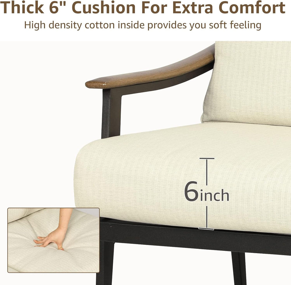 NATURAL EXPRESSIONS 3-Seat Patio Sofa, Wicker Back, Woodgrain Armrest