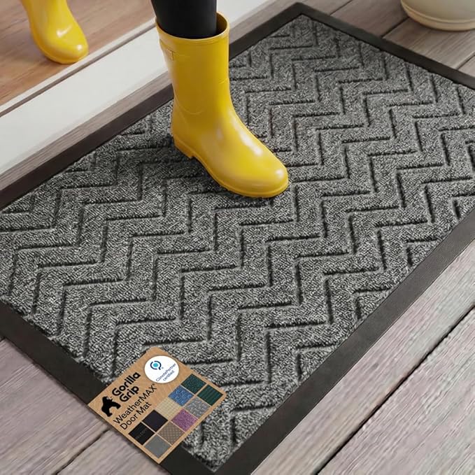 GORILLA GRIP 100% Waterproof All-Season WeatherMAX Doormat 35x23, US Designed by GorillaGrip