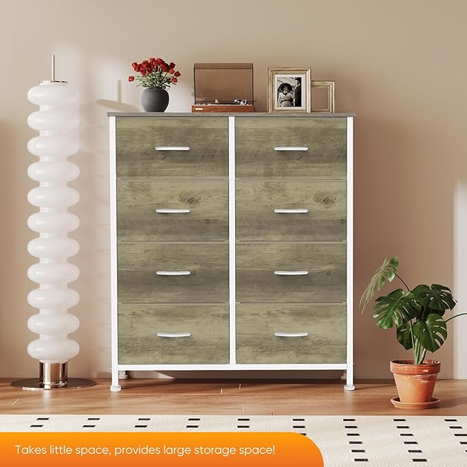 Sweetcrispy 8 Drawer Dresser for Bedroom Large Fabric Storage Tower Organizer