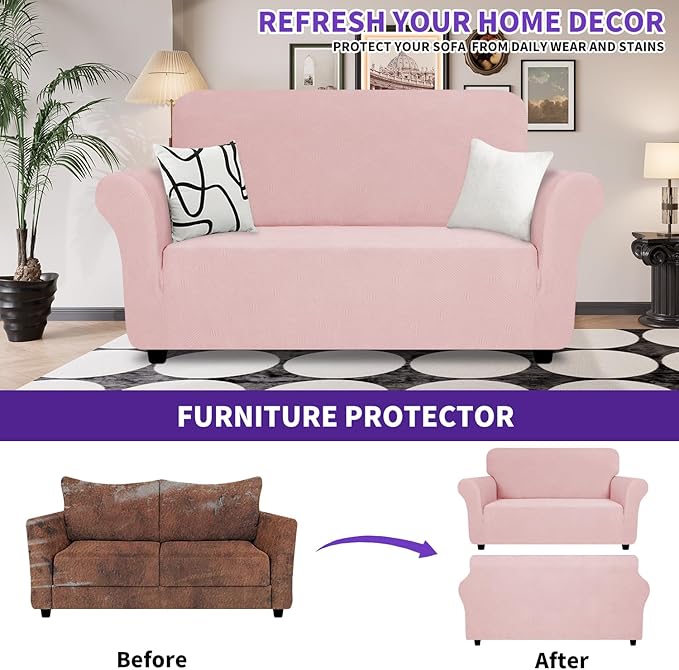 ZNSAYOTX Super Stretch Loveseat Covers, New Striped Love Seat Slipcover - Image 2