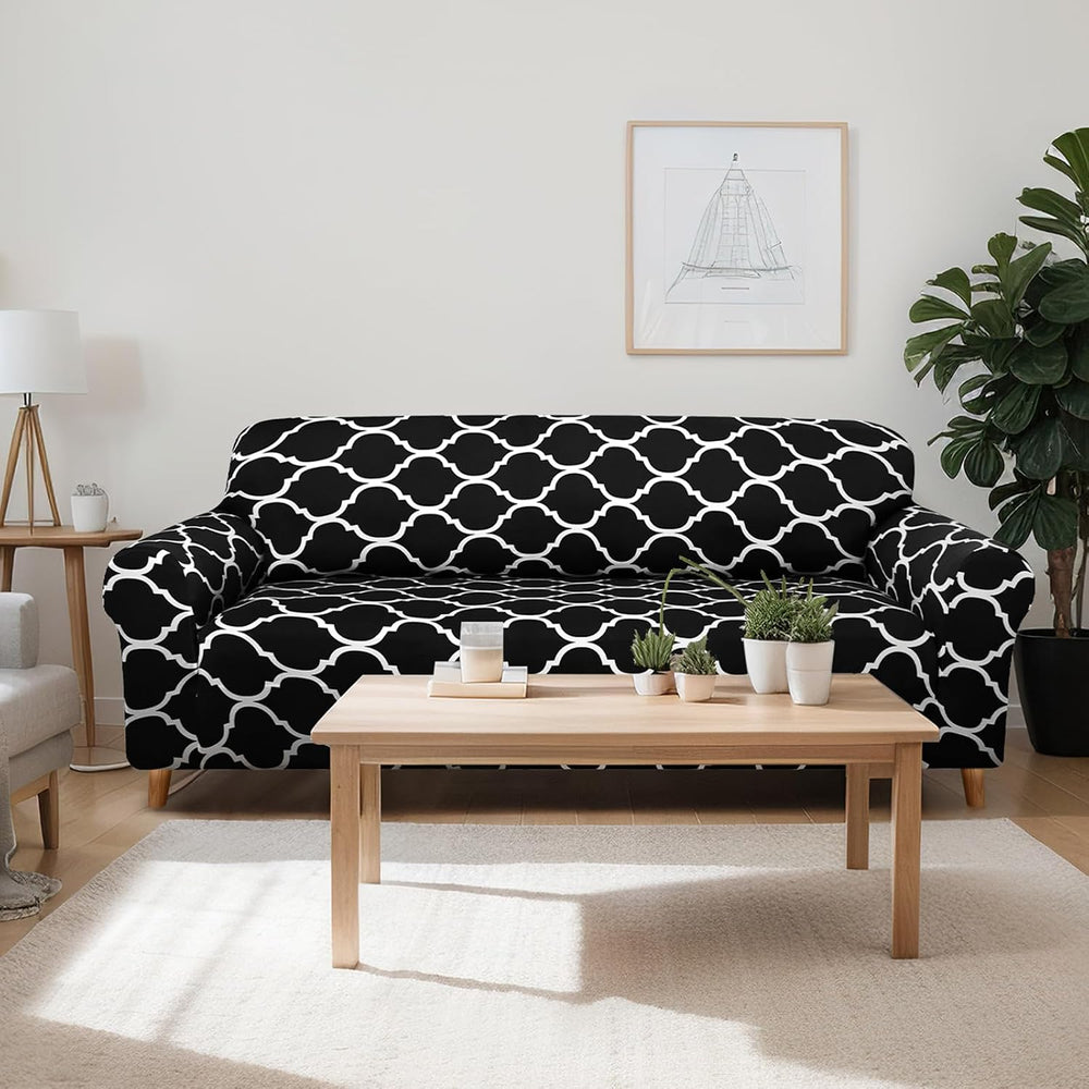 Peryiter 3 Pcs Black Couch and Loveseat Sofa Covers,3 Size