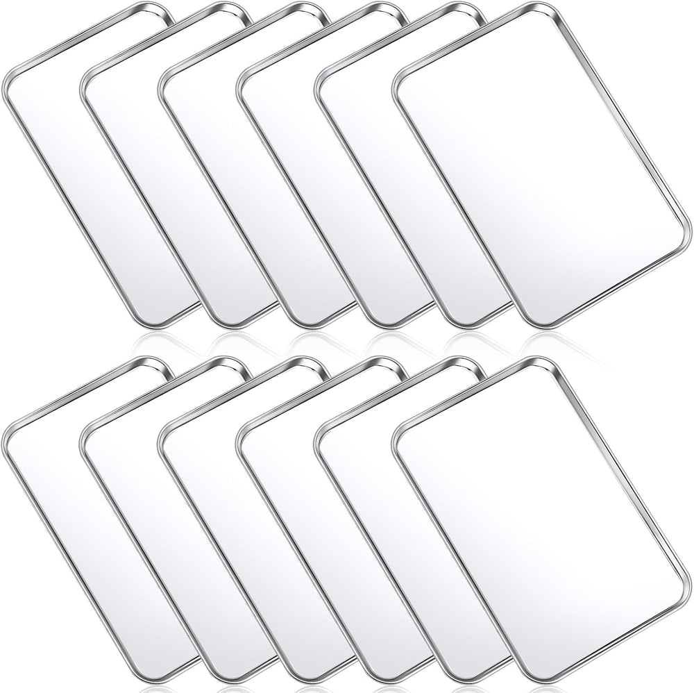 Mimorou 12 Pcs Baking Sheet Stainless Steel Cookie Sheet Small Metal Pans