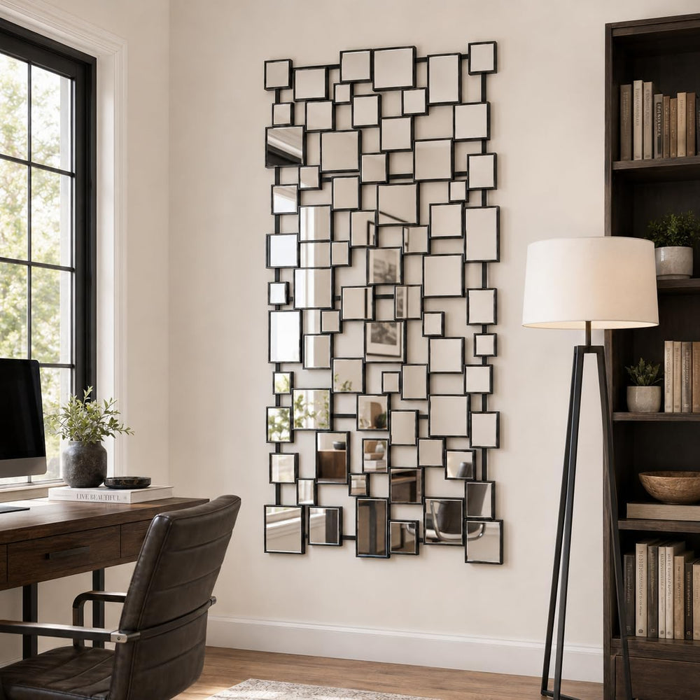 Large Modern Wall Mirror - 27.55"x55.1" Black Wall Mirrors Metal Fr...