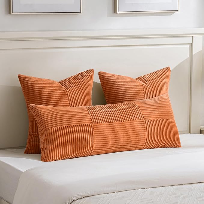 Fancy Homi 2 Packs Orange Euro Decorative Throw Pillow Covers 26x26 Inch - Image 5