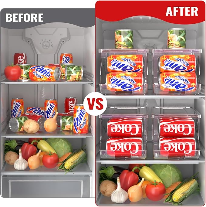 SCAVATA Stackable Refrigerator Organizer, Soda Can Dispenser Pop Cans Container - Image 6