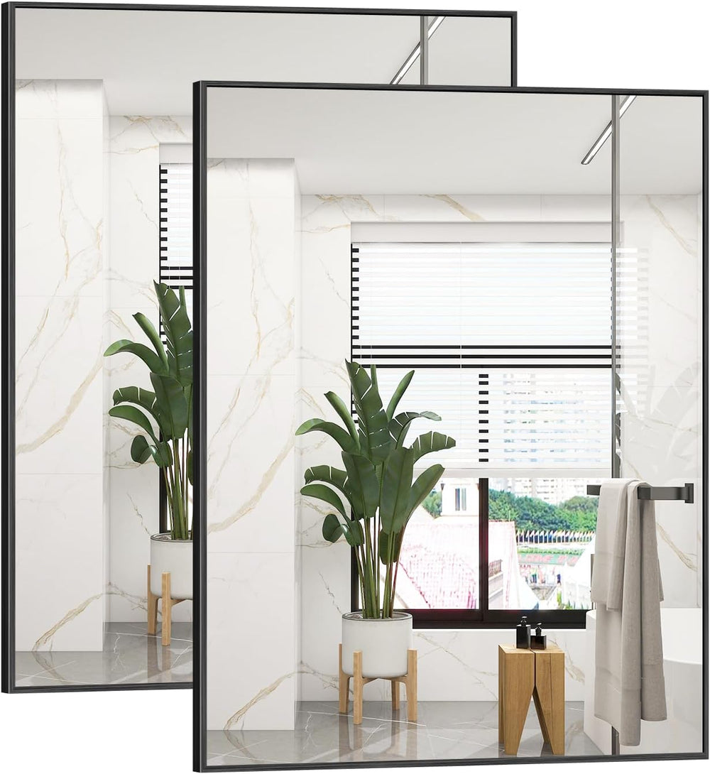 DESBING Black Bathroom Mirror for Wall, 2 Pack 18x24 Inch Rectangle Mirrors w...