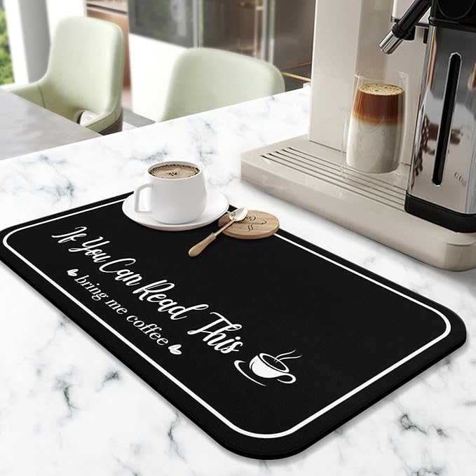 Coffee Bar Mat for Countertops 31.5inx17in, Absorbent Hide Stain Anti-Slip Cafe - Image 2
