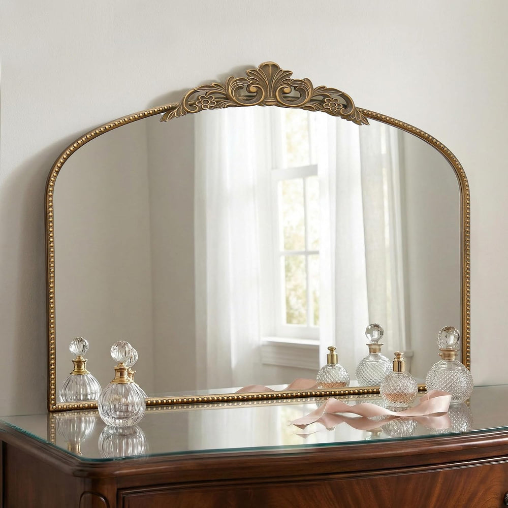 Micasso Vintage Gold Arched Mirror: 32"x24" Baroque Antique Vanity ...