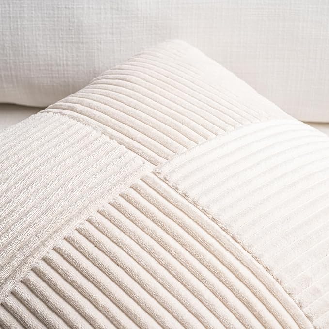 Fancy Homi 2 Packs Cream Lumbar Decorative Throw Pillow Covers 16x26 Inch - Image 4