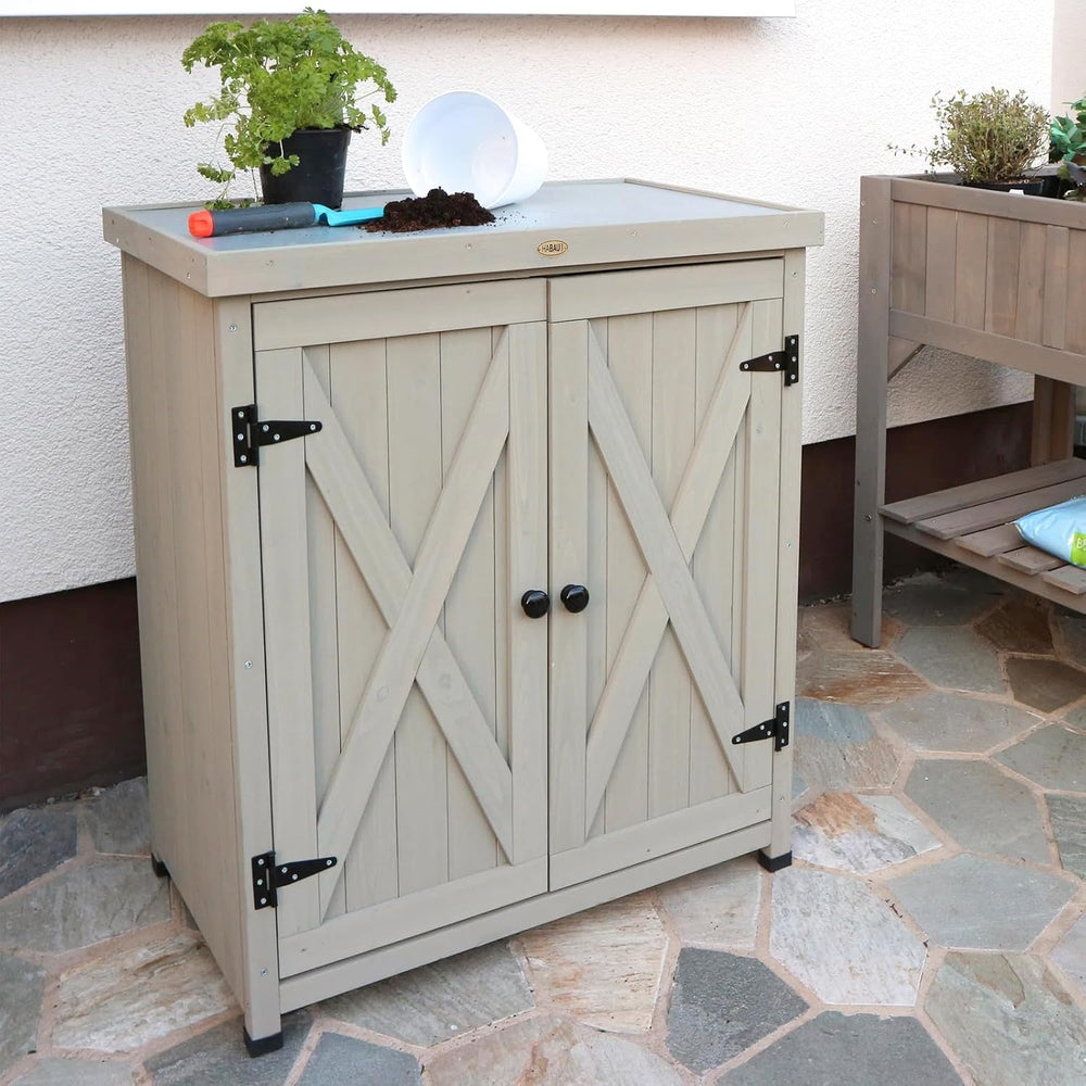 HABAU Outdoor Storage Cabinets Weatherproof for Patio, Garden Work Bench with...