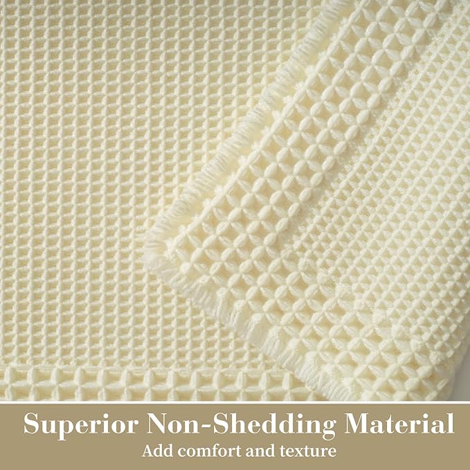 RESARE Waffle Bath Mat for Bathroom, Super Absorbent Bathroom Rugs Non Slip - Image 2