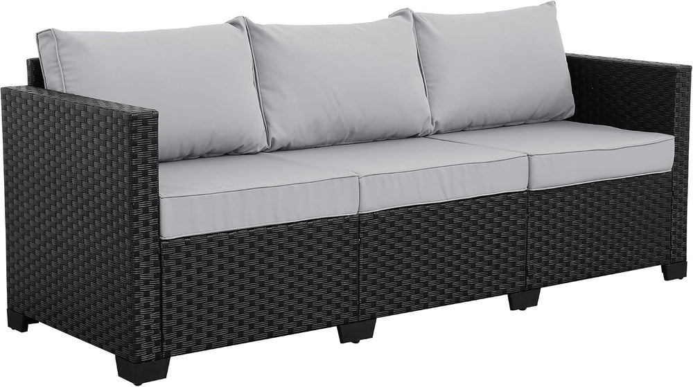 Rattaner Outdoor Furniture Outdoor Couch Patio Furniture 3-seat Sofa Deep Sea...