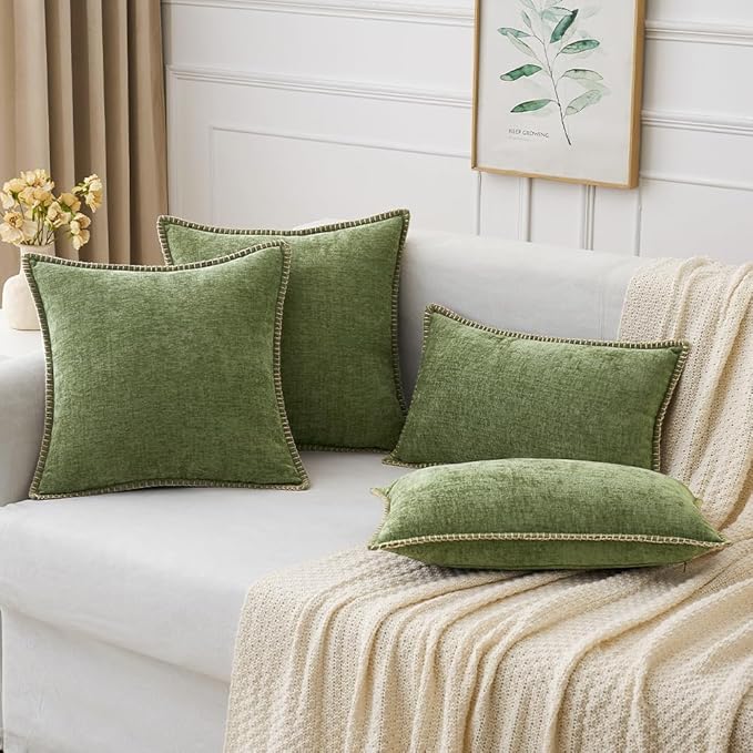 MIULEE Pack of 2 Couch Throw Pillow Covers 18x18 Inch Sage Green Farmhouse - Image 5