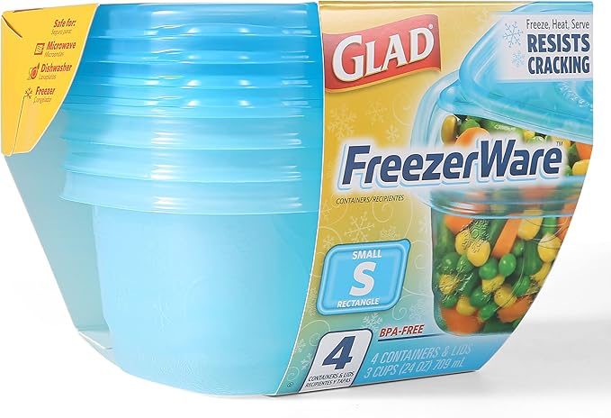 Glad Food Storage Containers, Small Rectangle, 24 Ounces | Freezerware | 4 - Image 3