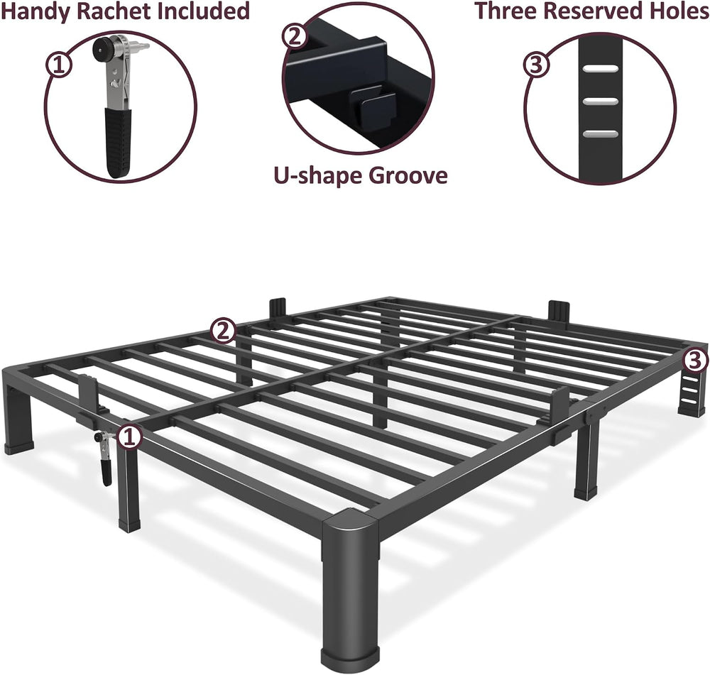 Bilily 10 Inch Low Bed Frame Full with Round Corner Legs,3500 LBS Heavy Duty ...