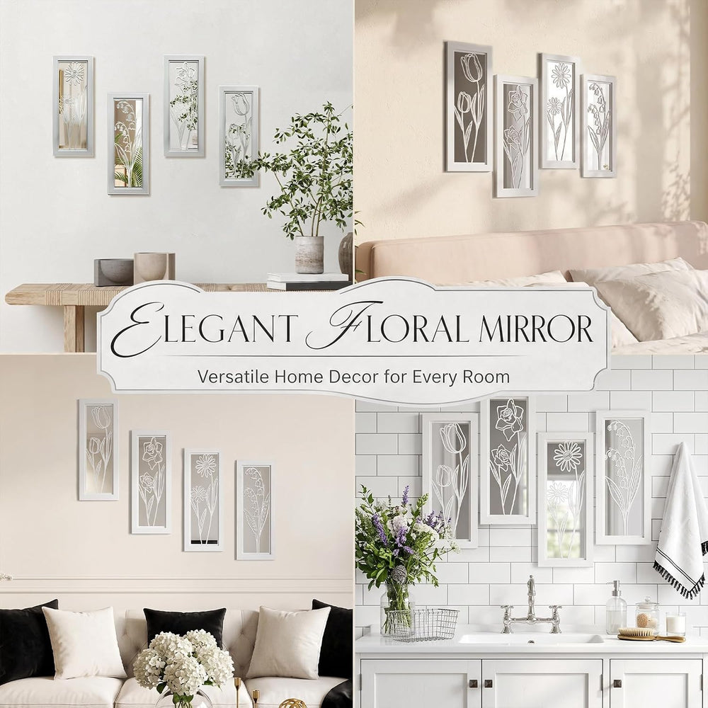 ZEXUIRU 4 Set Rustic Wall Mirrors for Bedroom Bathroom Living Room Entryway W...
