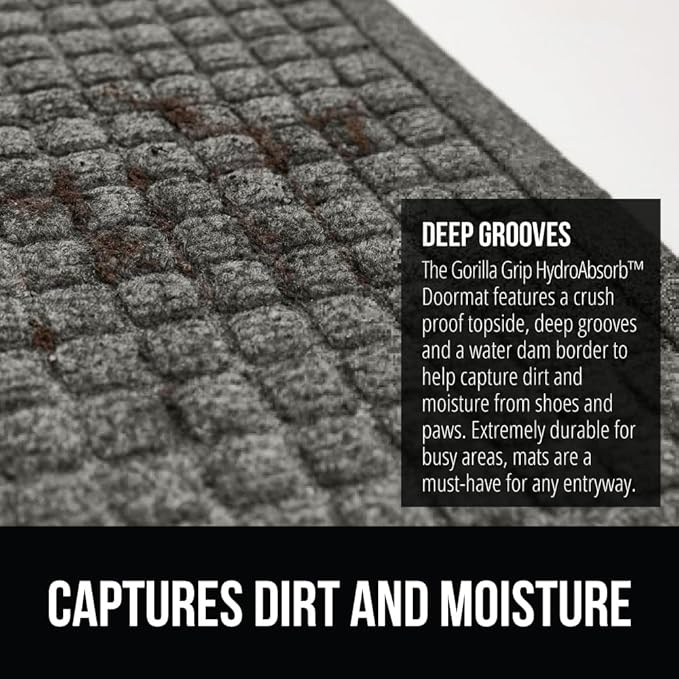 GORILLA GRIP® Ultra Absorbent Front Door Mat Outside Entrance, Traps Dirt and - Image 4