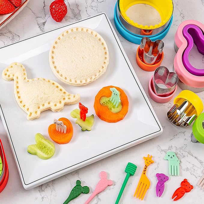Sandwich Cutter for Kids Lunch 22 Pcs, Nifogo Sandwich Maker, Cookie Cutters - Image 8