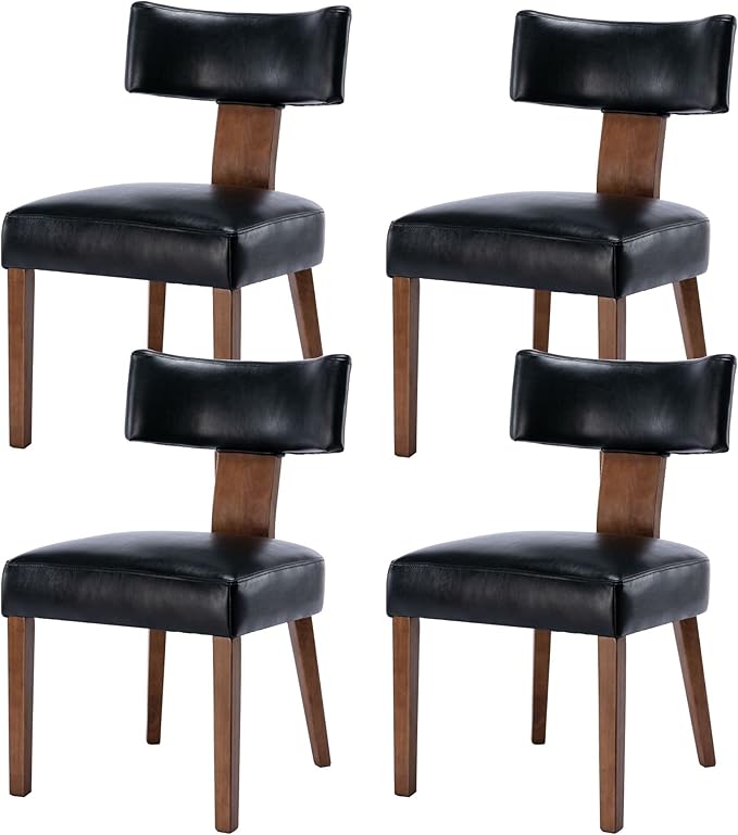 Set of 4 PU Leather Upholstered Side Chairs, Modern Kitchen Armless Parson Ch...