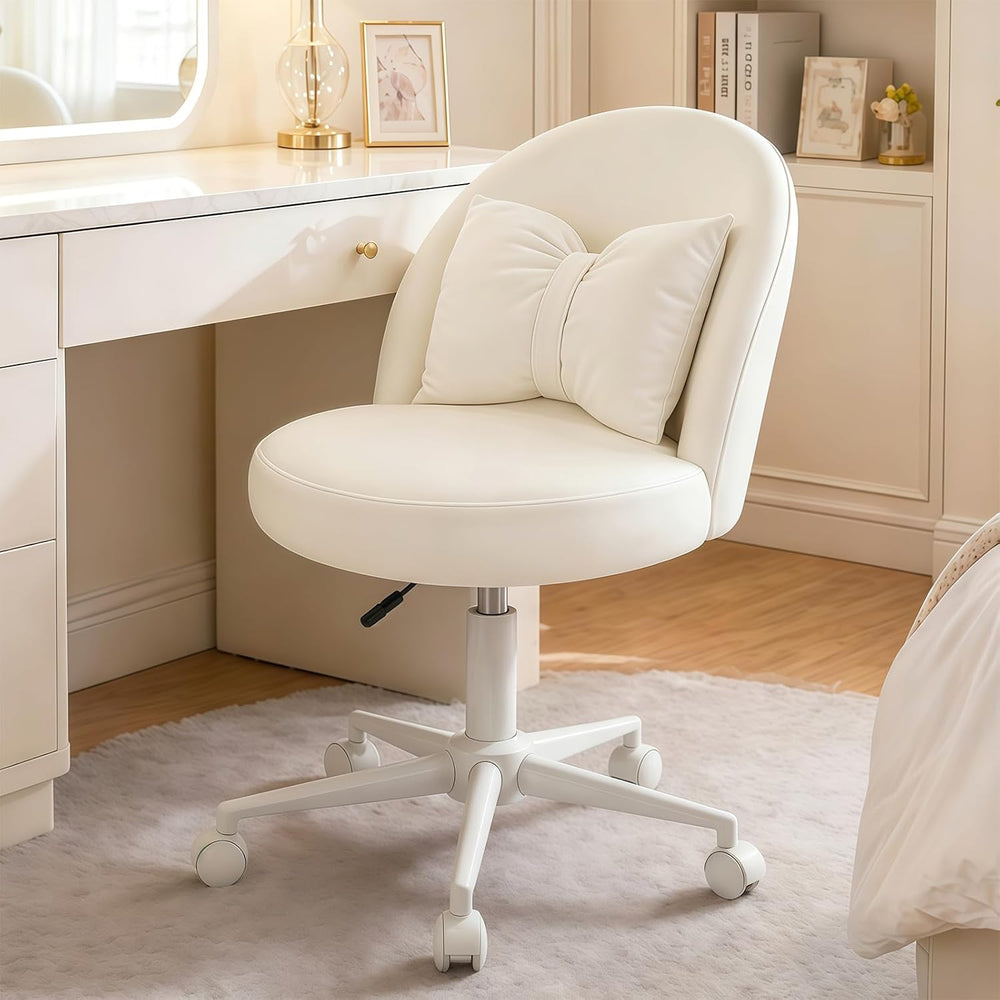 Desk Chair with Soft Cushion, Adjustable Height Armless Office Chair Upholste...