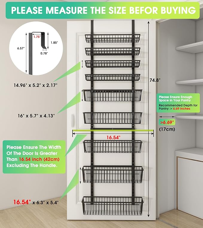 Mefirt 9-Tier Over The Door Pantry Organizer, Pantry Storage and Organization - Image 2