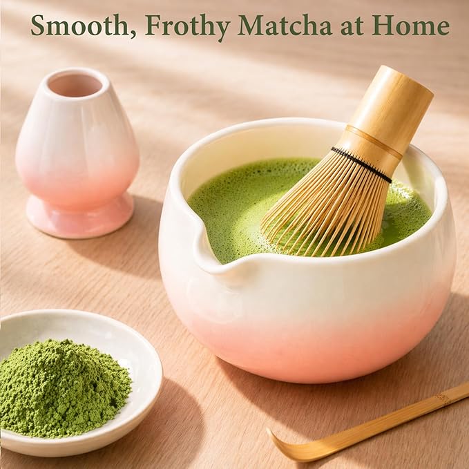 Matcha Whisk Set, Ceramic Matcha Set Includes Bowl & Holder, Bamboo Whisk - Image 3